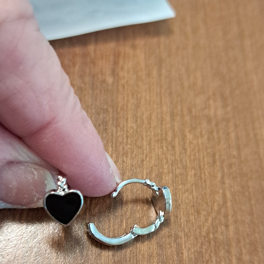 Elegant Black Heart Earrings/ BUNDLE ONLY